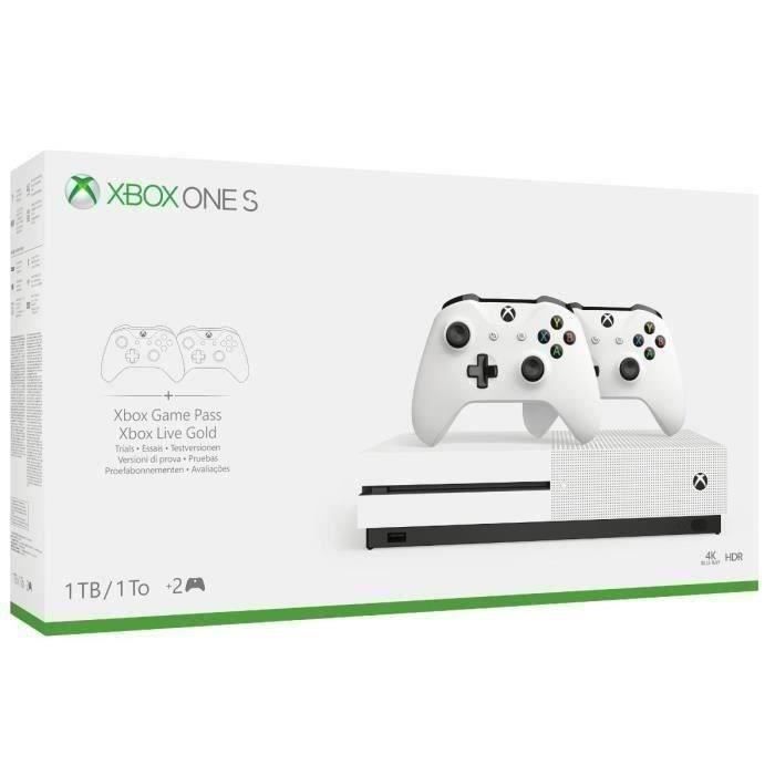Xbox One S 1To 2 manettes + 14 jours d'essai au Xbox Live Gold et 1 mois d'essai au Game Pass