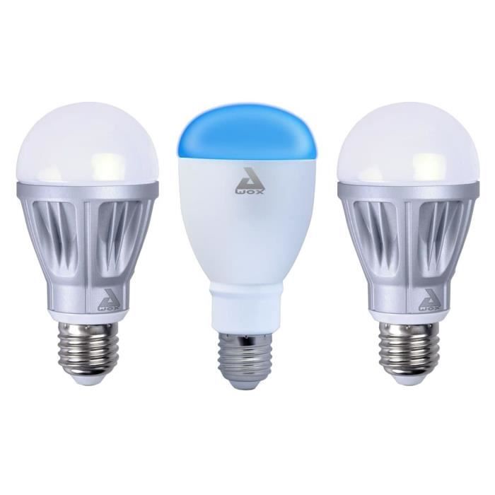 AWOX Lot de 2 Ampoules blanches dimmables E27 + 1 ampoule couleur E27 LED SmartLIGHT