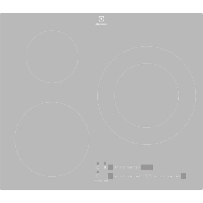 ELECTROLUX LIT60342CS-Table de cuisson induction-3 zones-7350 W-L 59 x P 52 cm-Revêtement verre-Coloris Silver