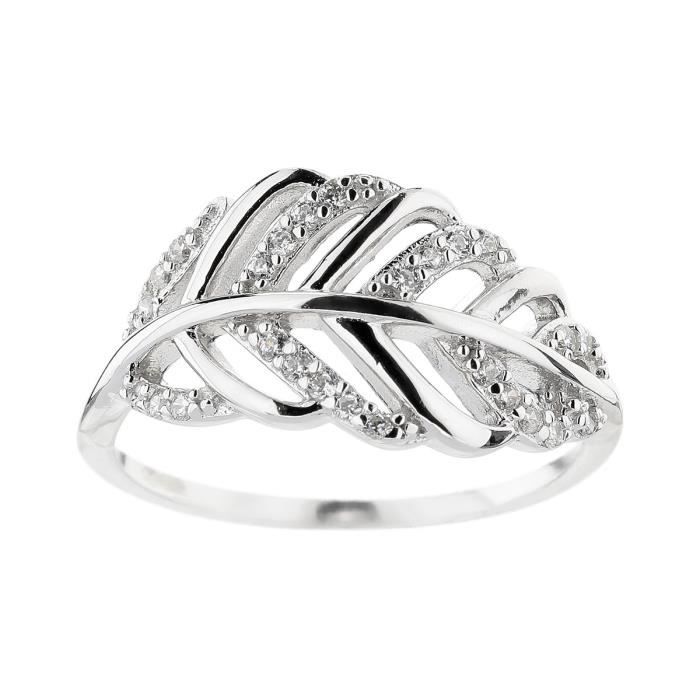 MONPLAISIR Bague Argent Fin 925/1000 Plume