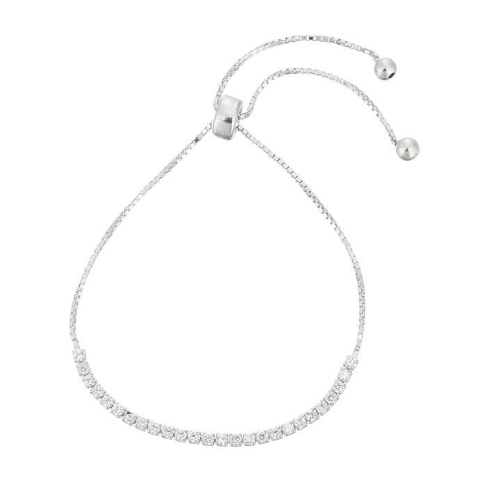 MONPLAISIR Bracelet Argent Fin 925/1000 Semi Rivière