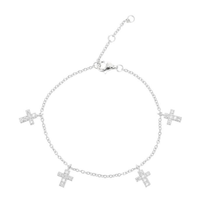 MONPLAISIR Bracelet Argent Fin 925/1000 4 Croix