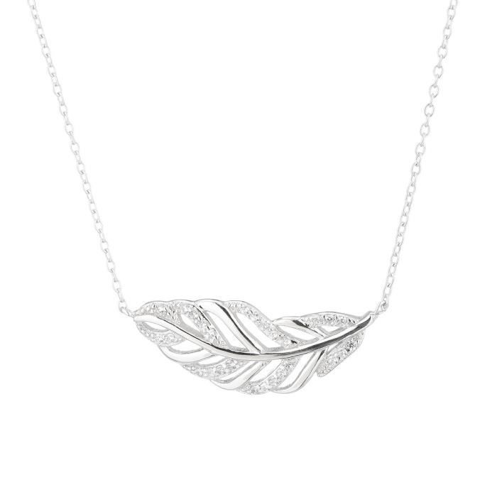 MONPLAISIR Collier Argent Fin 925/1000 Plume