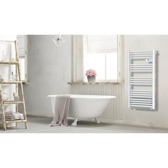CARRERA Radiateur sèche-serviettes électrique avec soufflerie Saturne - 1750 W - Barres rondes symétriques