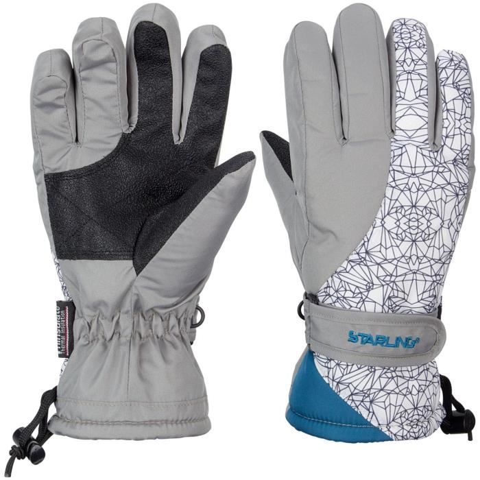 STARLING Gants de Ski Enfant Mixte - Gris et Blanc