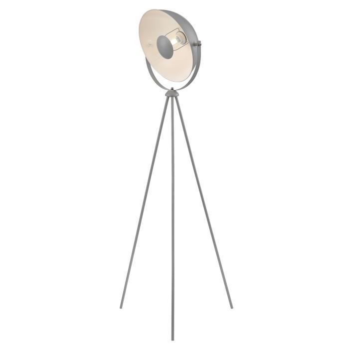 MOVIE Lampadaire trépied - H 148 cm - Tête : Ø 35 cm - Gris et blanc
