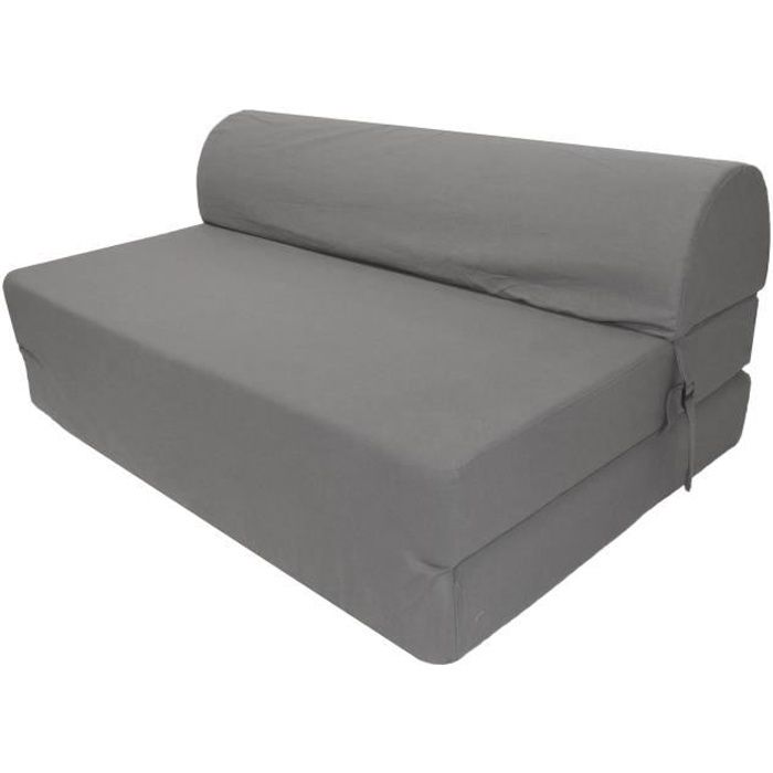 JUNE Chauffeuse 2 places - Tissu gris - Style contemporain - L 115 x P 75 cm