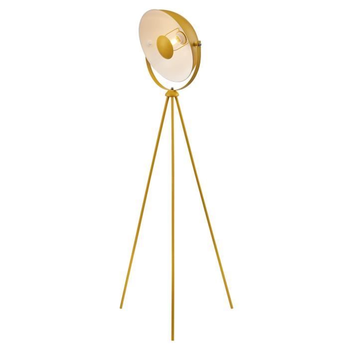 MOVIE Lampadaire trépied - H 148 cm - Tête : Ø 35 cm - Jaune et blanc