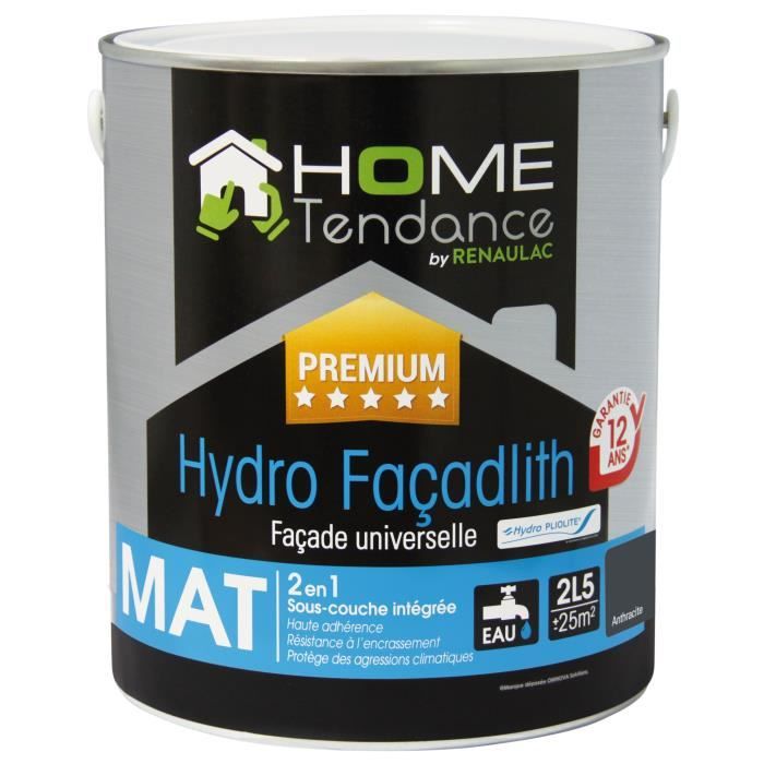 Peinture façade universelle Hydro Façadlith hydropliolite 2,5 L gris anthracite mat - HOME TENDANCE by RENAULAC