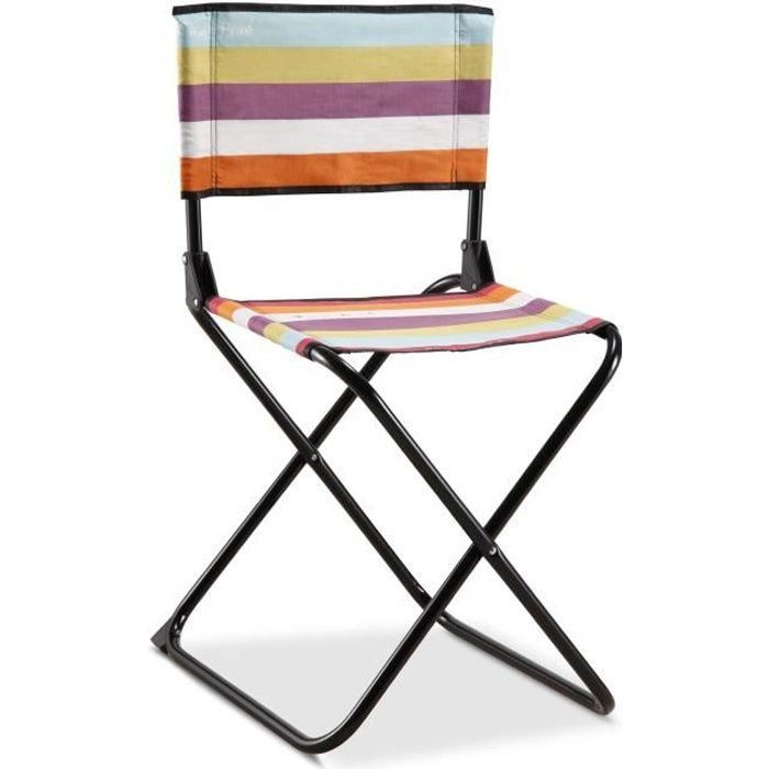 EREDU Chaise Pliante camping Maxi 522/L - Polycoton - Noir et Multicolore