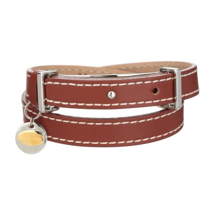 MAC DOUGLAS Bracelet Acier Cuir Marron Fauve Mac Douglas 10 Mm 2 Tours
