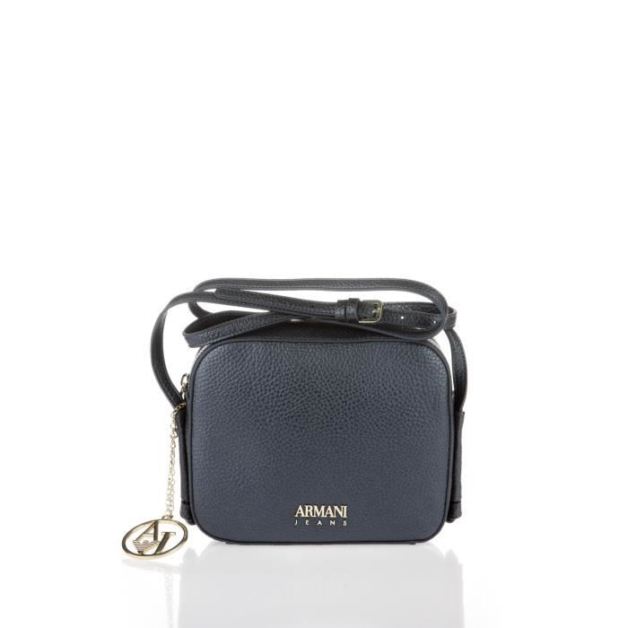 ARMANI JEANS - Petit Sac Rectangulaire Marine à Bandoulière En Similicuir Grainé - Femme