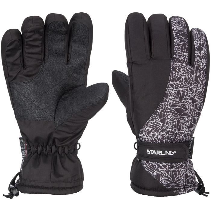 STARLING Gants de Ski Enfant Mixte - Noir et Blanc
