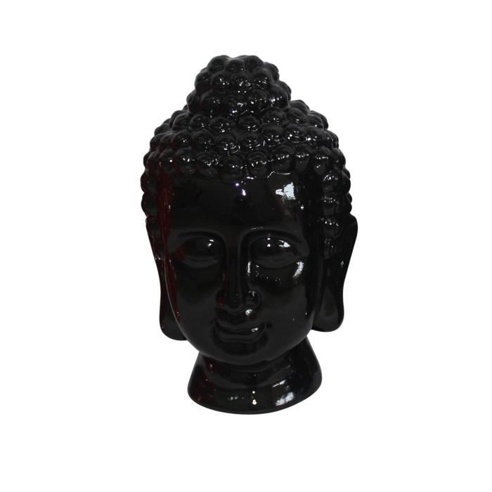 HOMEA Tete de bouddha en ceramique 20x20xH31 cm noir