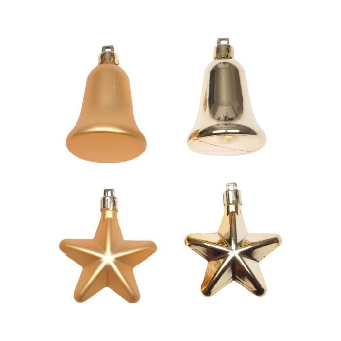 Set de 8 suspensions de noël dorée : 5 étoiles + 3 cloches
