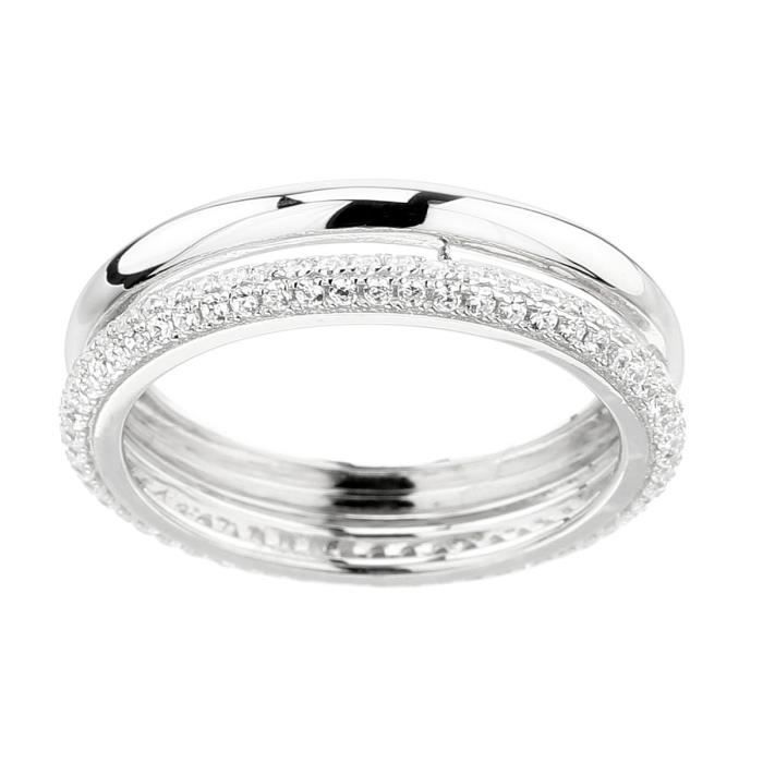 YSORA Bague Argent 925° et Oxydes de Zirconium Femme