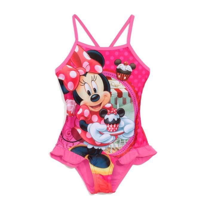 MINNIE - Maillot de Bain Rose 1 Pièce Imprimé - Enfant Fille