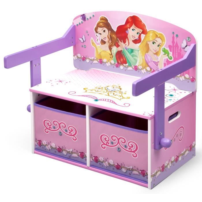 DISNEY PRINCESSES - Bureau/Banc Enfant Convertible avec Rangements