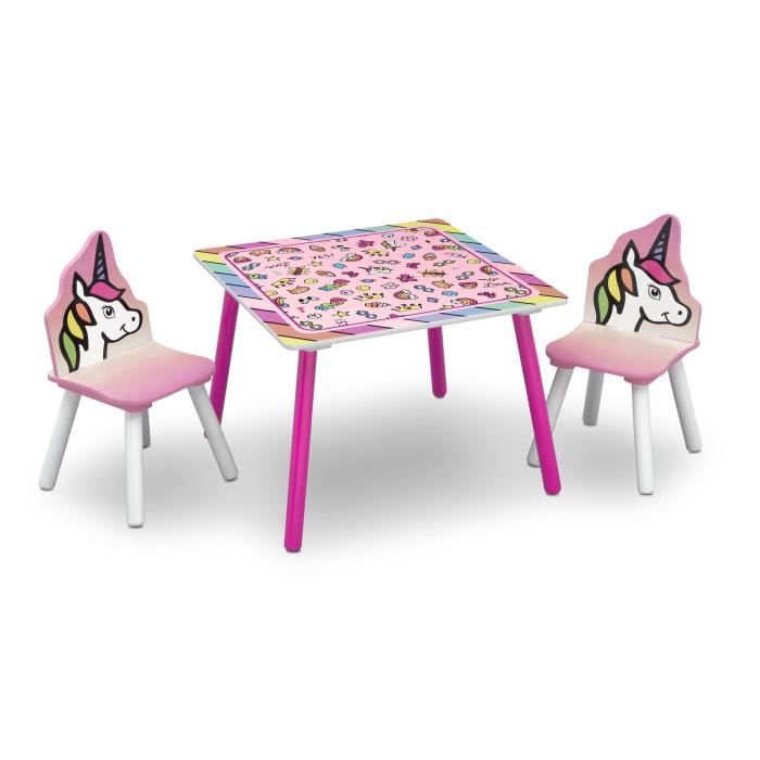 DELTAKIDS - GN - Ensemble Table et 2 Chaises Bois Enfant - Licorne