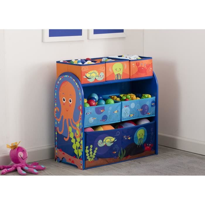 DELTAKIDS - Meuble Enfant de Rangement Jouets/Livres en Bois - Océan