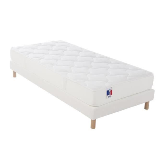 CONFORT DESIGN Ensemble matelas + sommier 90x190cm 16cm mousse équilibré 25kg/m³