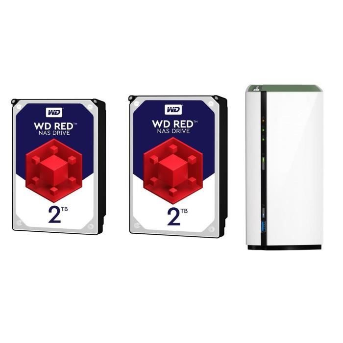 QNAP NAS 2 Baie TS-228A WD + 2 Disques dur 2To Red™ 64Mo