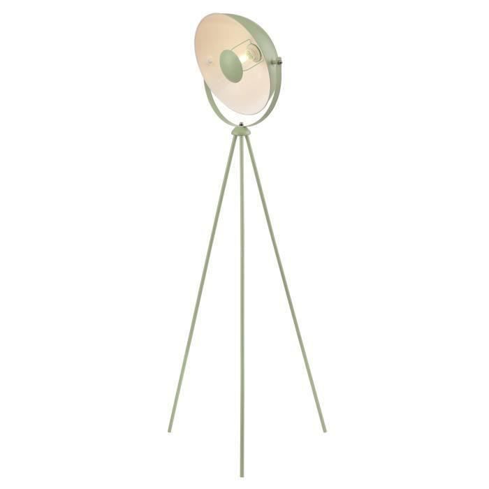 MOVIE Lampadaire trépied - H 148 cm - Tête : Ø 35 cm - Vert amande et blanc