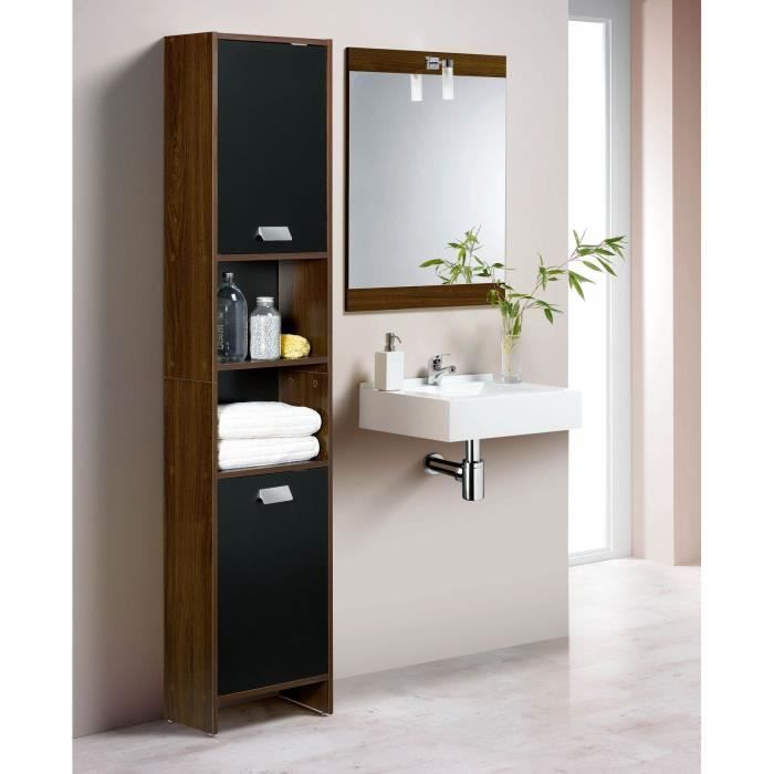 TOP Colonne de salle de bain L 40 cm - Décor wengé et noir mat