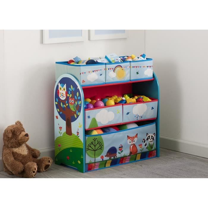 DELTAKIDS - Meuble Enfant de Rangement Jouets/Livres en Bois - Forêt