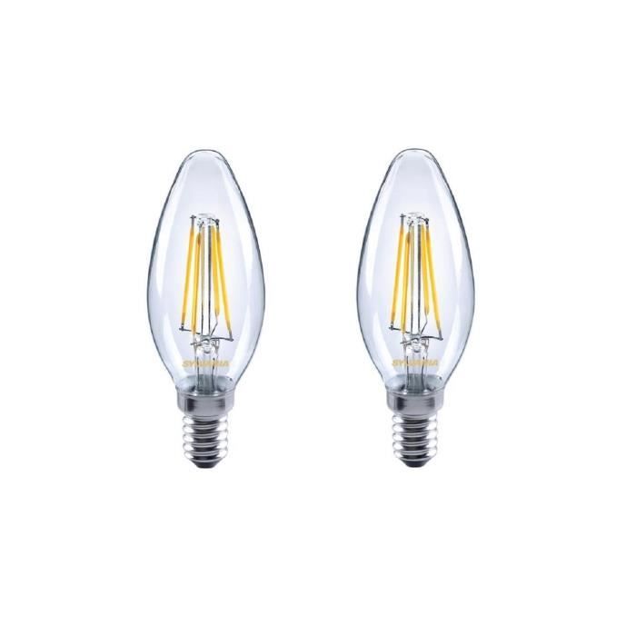 SYLVANIA Lot de 2 ampoules LED à filament Toledo Retro Candle E14 4 W équivalent à 35 W