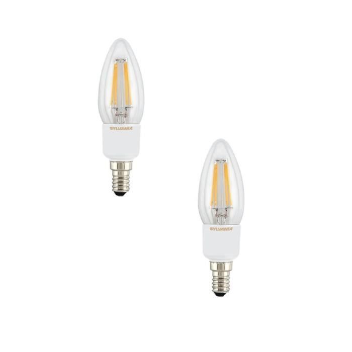 SYLVANIA Lot de 2 ampoules LED à filament Toledo RT Candle E14 4 W équivalent à 40 W