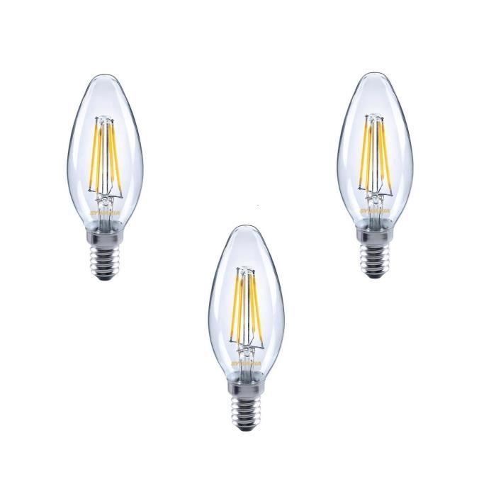 SYLVANIA Lot de 3 ampoules LED à filament Toledo Retro Candle E14 4 W équivalent à 35 W