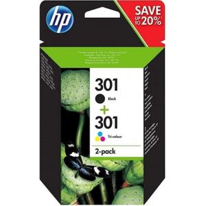 HP 301 pack de 2 cartouches d'encre noire/trois couleurs authentiques pour HP Envy 4505 et HP DeskJet 1050/1512/2548/3057A (N9J72AE) HP 301 pack de 2 cartouches d'encre noire/trois couleurs authentiques pour HP Envy 4505 et HP DeskJet 1050/1512/2548/3057A (N9J72AE)