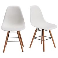 CHAISE RENA Lot de 2 chaises salle à manger - Blanc + Pie CHAISE RENA Lot de 2 chaises salle à manger - Blanc + Pie