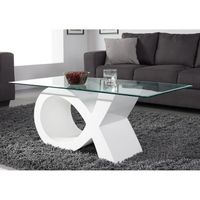 TABLE BASSE SHARON Table basse en verre contemporain laqué bla TABLE BASSE SHARON Table basse en verre contemporain laqué bla