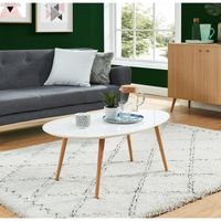 TABLE BASSE STONE Table basse scandinave laquée blanc avec pie TABLE BASSE STONE Table basse scandinave laquée blanc avec pie