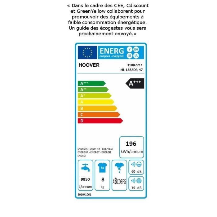  HL1382D3 Lave linge frontal - 8kg - 1300 trs/min1