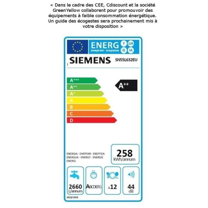  SN55L632EULave-vaisselle encastrable - 12 couverts1