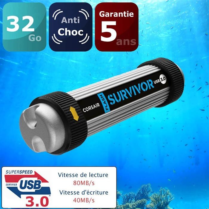 32 Go USB 3.0   Achat / Vente CLE USB Corsair Flash Survivor 32