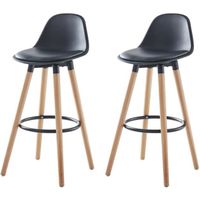 TABOURET DE BAR BRIT Lot de 2 tabourets de bar - Simili noir - Pie TABOURET DE BAR BRIT Lot de 2 tabourets de bar - Simili noir - Pie