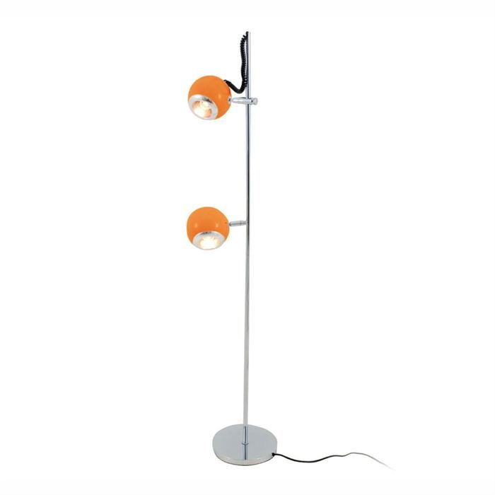 Lampadaire en métal   Coloris  orange   Ampoules nécessaires  2 x