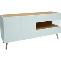 BUFFET - BAHUT FIARO Buffet contemporain blanc avec pieds en bois BUFFET - BAHUT FIARO Buffet contemporain blanc avec pieds en bois