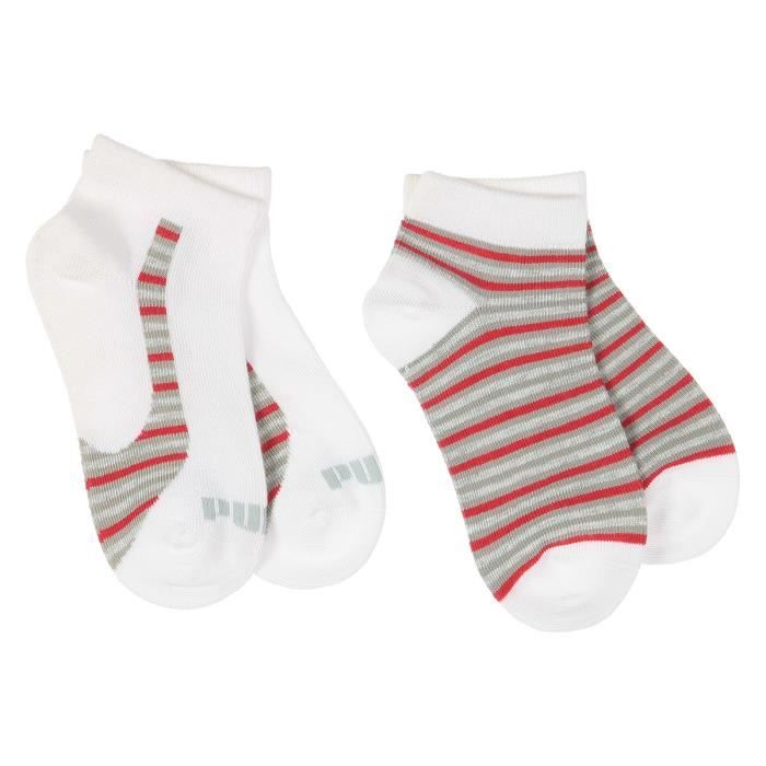 PUMA Lot de 2 Paires de Chaussettes à Rayures Sneaker - Blanc