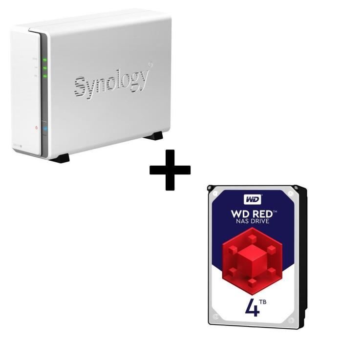 Pack Synology Serveur NAS DiskStation DS115j + 1 Disque Dur WD Red 4To 64Mo 3.5 WD40EFRX