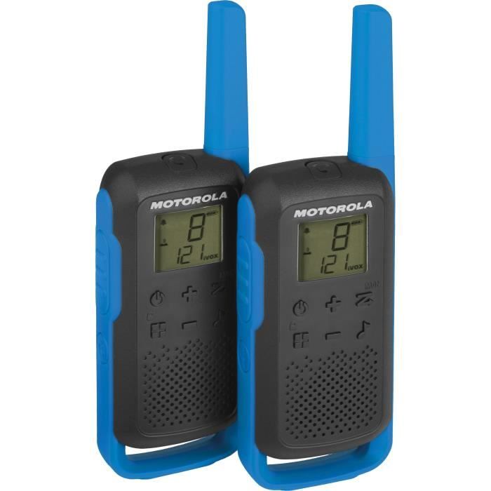 MOTOROLA Talkie Walkie Radios T62 PMR446 - Sans licence - Couplage simplifié - Bleu