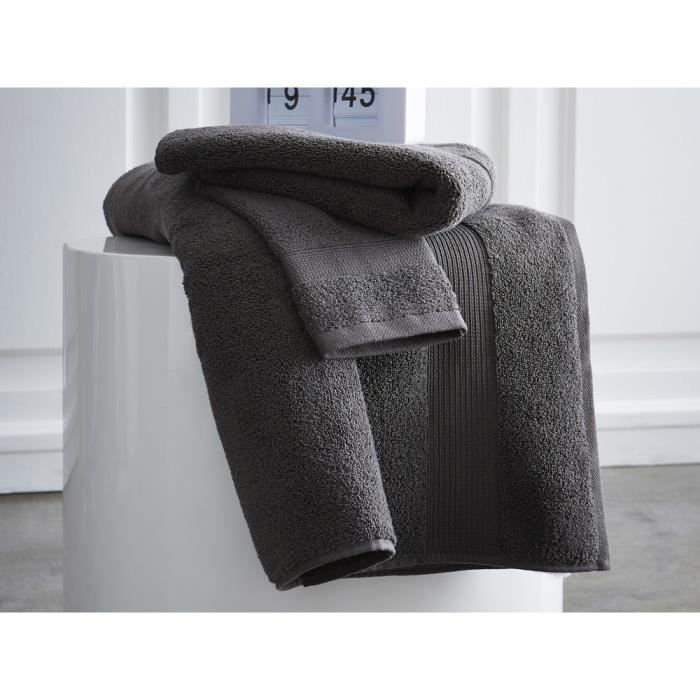 TODAY Drap de bain Premium - 100% coton 600 g/m²- 70 x 130 cm - Gris canon de fusil