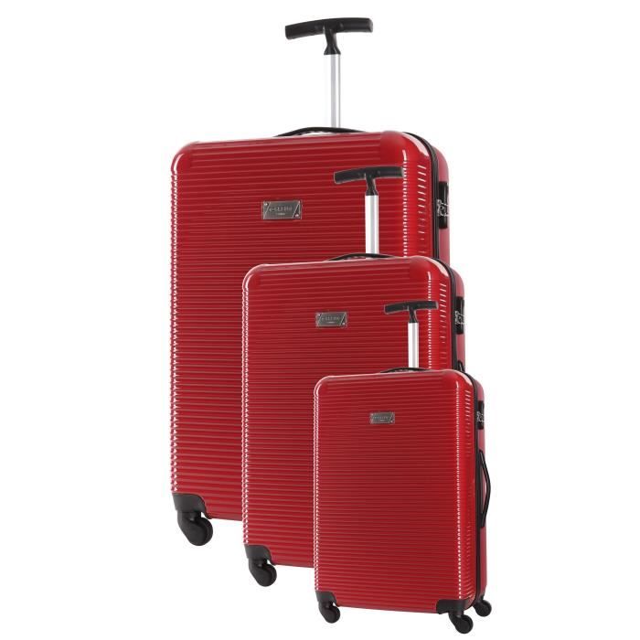 TORRENTE Set de 3 Valises Vahina - Taille S, M et L - 4 Roues monobranches - Rouge