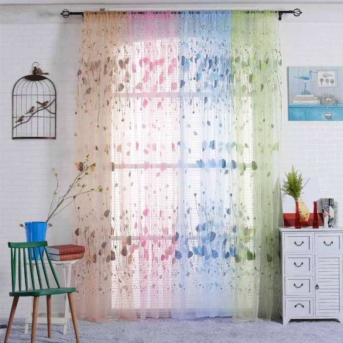 Fashion Floral Tulle Voile Door Rideaux Feuille d& 39;érable Drape ... Fashion Floral Tulle Voile Door Rideaux Feuille d& 39;érable Drape ...