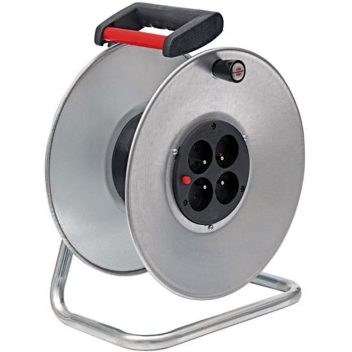 BRENNENSTUHL Enrouleur 4 prises silver tambour vide