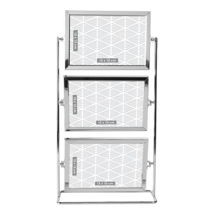 OSTARIA Cadre photo Tourniquet - 6 vues - Inox - 19 x 36 x 8 cm